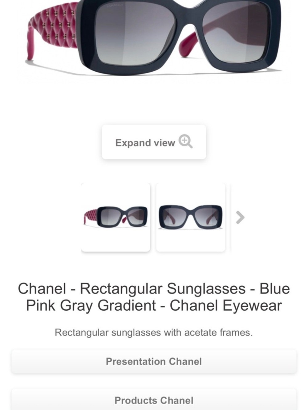 CHANEL Blue Frame Sunglasses with Pink Temples - Picture 6 of 6